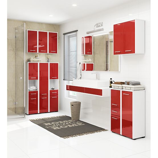 BATHROOM CABINET FIN COLUMN 30 2D 140cm RED GLOSS