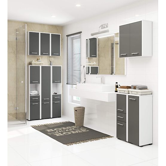 BATHROOM CABINET FIN COLUMN 30 2D 1SZ 1W 140cm PK WHITE / GRAY