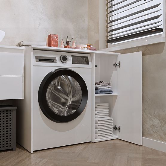 Bathroom Cabinet for Washing Machine with Doors POLA NP 1D WHITE 2 Shelves