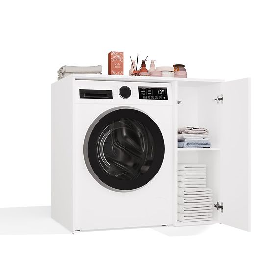 Bathroom Cabinet for Washing Machine with Doors POLA NP 1D WHITE 2 Shelves