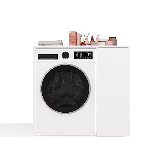 Bathroom Cabinet for Washing Machine with Doors POLA NP 1D WHITE 2 Shelves