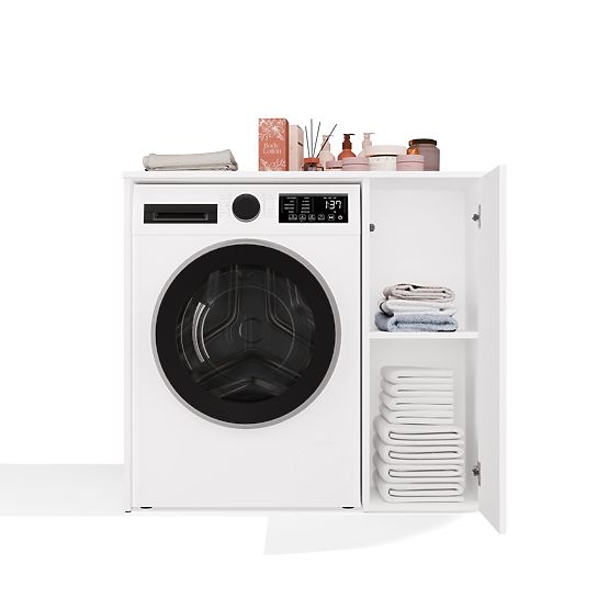 Bathroom Cabinet for Washing Machine with Doors POLA NP 1D WHITE 2 Shelves