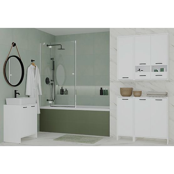 Bathroom Cabinet NINA 1K WHITE 1 Laundry Basket Shelf Column for Bathroom