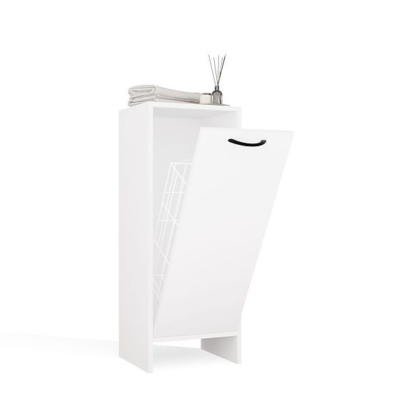 Bathroom Cabinet NINA 1K WHITE 1 Laundry Basket Shelf Column for Bathroom