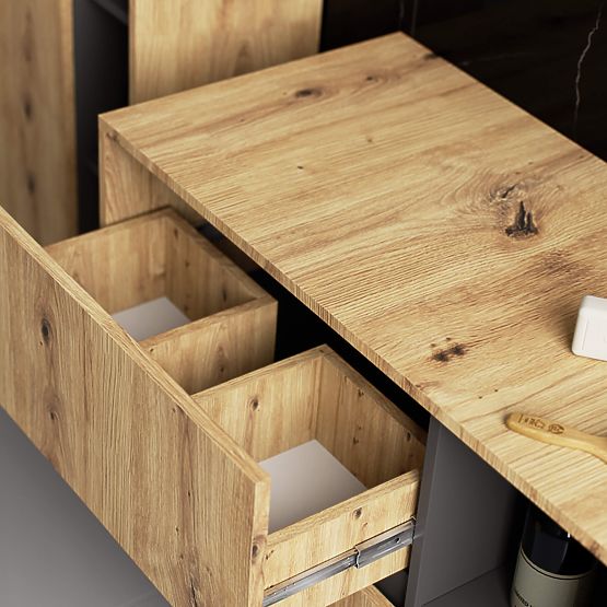 BATHROOM CABINET UNDER SINK VAMI W90 2DR 2SHELF PK ARTISAN OAK / GRAPHITE GRAY