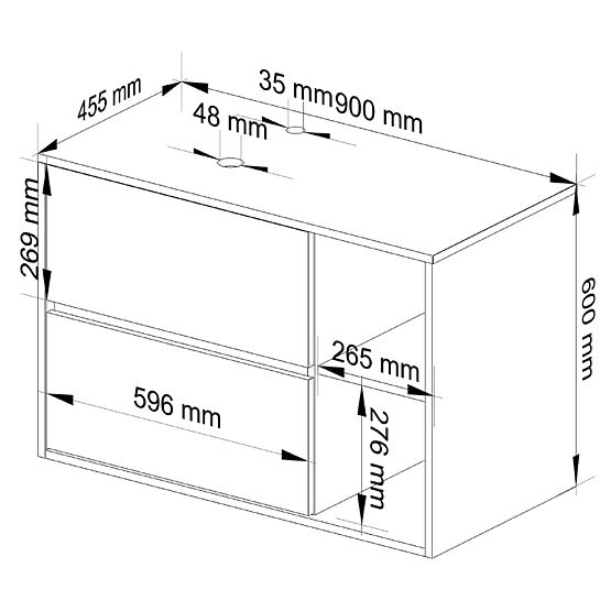 BATHROOM CABINET UNDER SINK WITH HOLES VAMI W90 UM 2SZ 2P ARTISAN OAK / GRAPHITE GRAY
