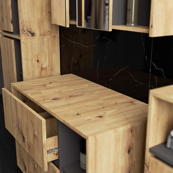 BATHROOM CABINET UNDER SINK WITH HOLES VAMI W90 UM 2SZ 2P ARTISAN OAK / GRAPHITE GRAY