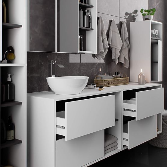 BATHROOM CABINET UNDER SINK WITH HOLES VAMI W90 UM 2SZ 2P WHITE / GRAPHITE GRAY