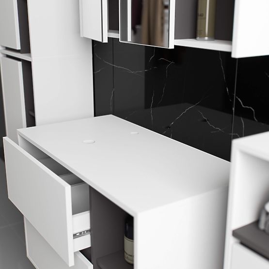 BATHROOM CABINET UNDER SINK WITH HOLES VAMI W90 UM 2SZ 2P WHITE / GRAPHITE GRAY