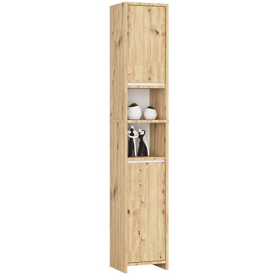 Bathroom Cabinet Uni - Artisan Oak White - 2 Doors 2 Niches