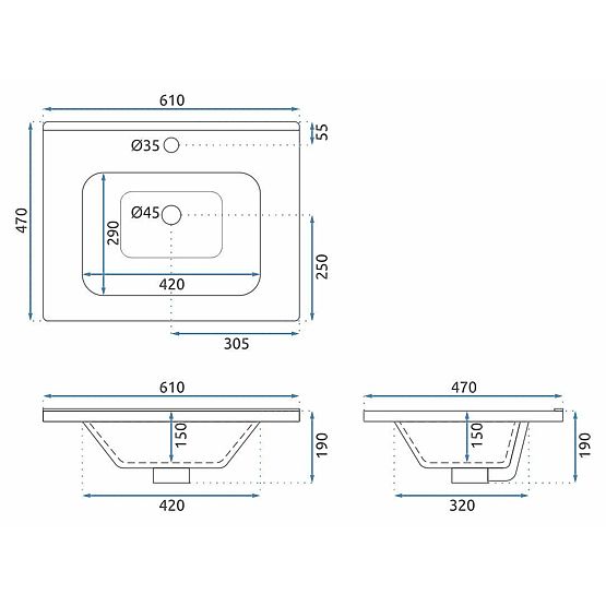 Bathroom Furniture Set with Sink Mario 60 cm Grey