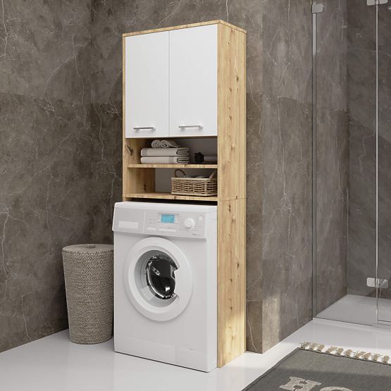 BATHROOM SHELF FIN COLUMN 2D WASHING MACHINE ARTISAN - WHITE