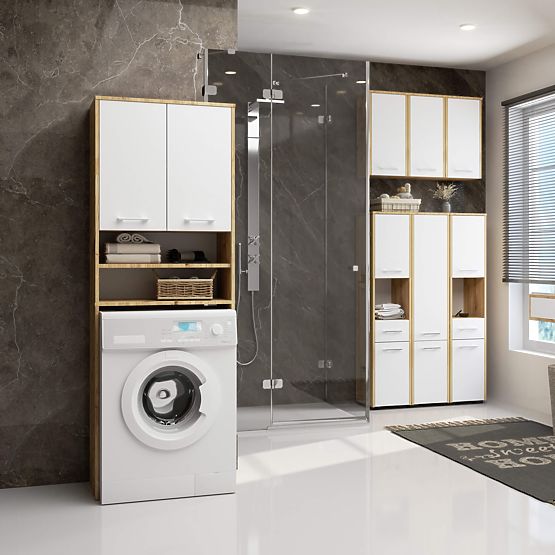 BATHROOM SHELF FIN COLUMN 2D WASHING MACHINE ARTISAN - WHITE