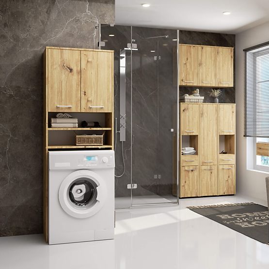 BATHROOM SHELF FIN OVER WASHING MACHINE OAK ARTISAN