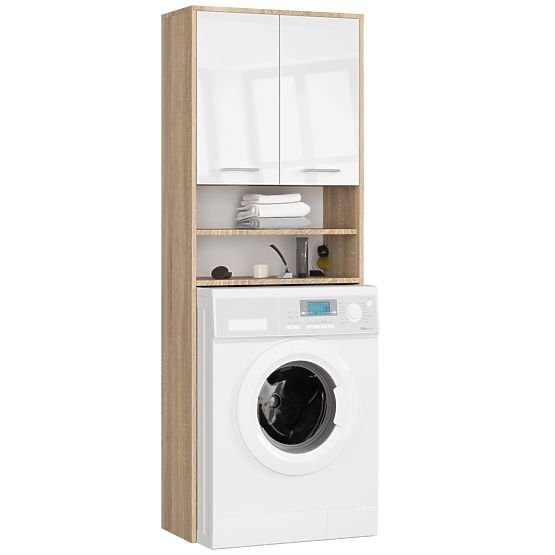 BATHROOM SHELF FIN OVER WASHING MACHINE OAK SONOMA / WHITE GLOSS