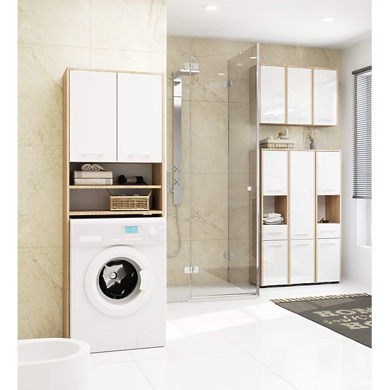 BATHROOM SHELF FIN OVER WASHING MACHINE OAK SONOMA / WHITE GLOSS