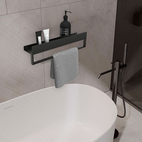 Bathroom Shelf for Bathtub SF01 60 cm Black Matte