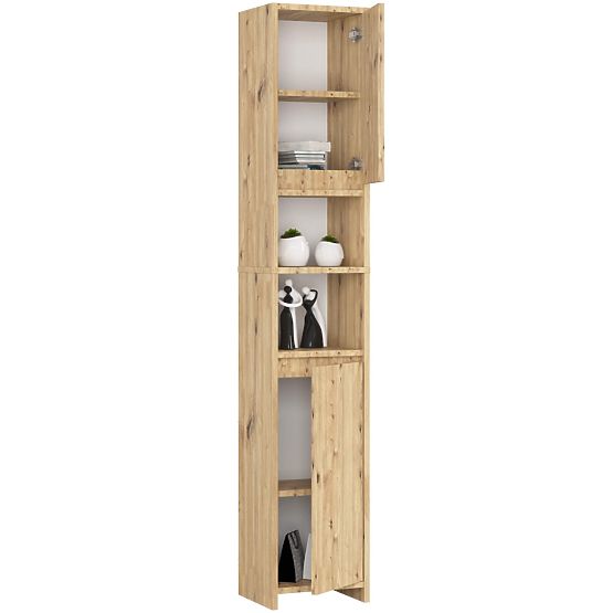 Bathroom Shelf Uni - Artisan Oak - 2 Doors 2 Niches