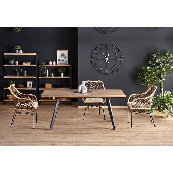BERLIN Extendable Table 140-180 cm, Top - Walnut, Frame - Black (2p=1pc)