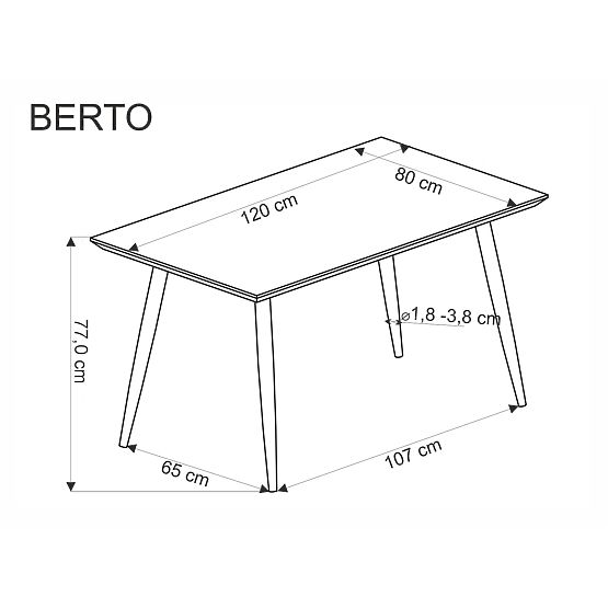 BERTO Table Top - Natural, Leg - Black (2p=1pc)