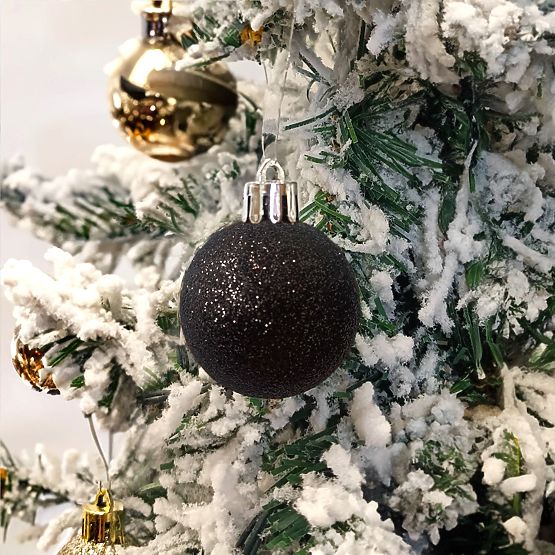 BLACK CHRISTMAS BALLS 34 PCS SYSD1688-033