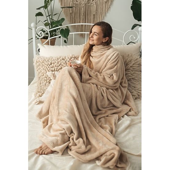 Blanket CASHMERE TOUCH with sleeves - 150 x 210 cm (beige)