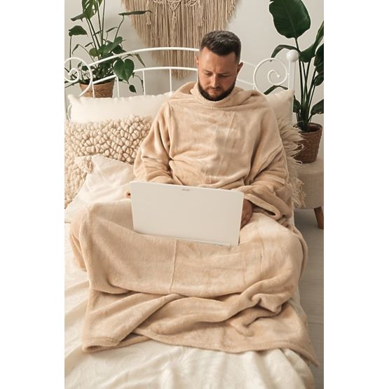 Blanket CASHMERE TOUCH with sleeves - 150 x 210 cm (beige)