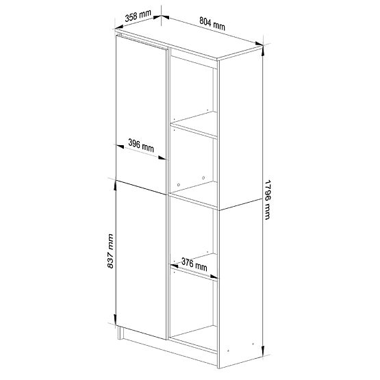 BOOKCASE R80 1D 4P CLP OAK SONOMA