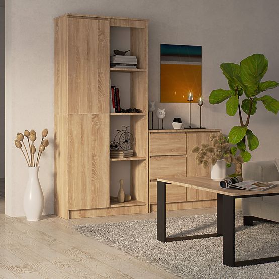 BOOKCASE R80 1D 4P CLP OAK SONOMA