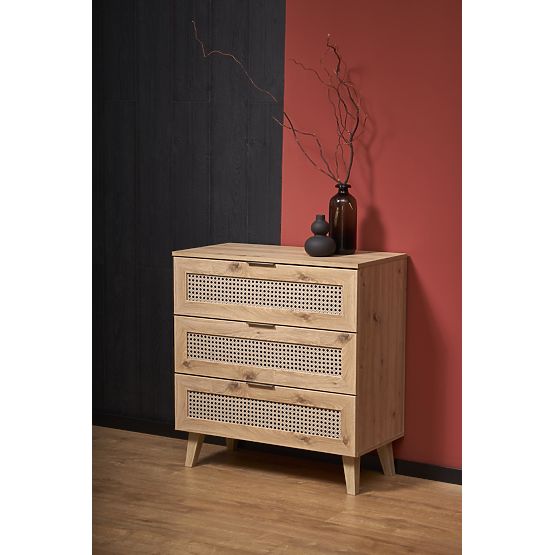 BORNEO KM-2 Chest of Drawers Oak Artisan/Black (1p=1pc)