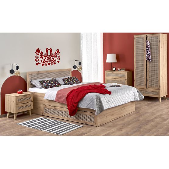 BORNEO LOZ-160 Bed 160 Artisan Oak/Black (4p=1pc)