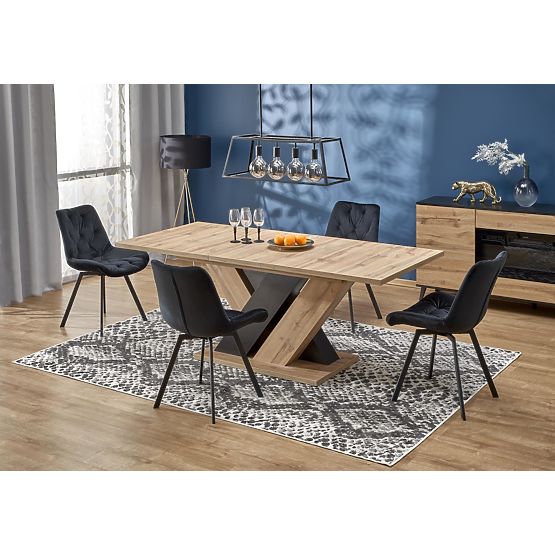 BRANDON Extendable Table 160-200/90 cm Oak Wotan/Black (2p=1pc)