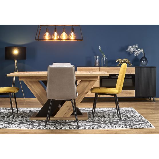BRANDON Extendable Table 160-200/90 cm Oak Wotan/Black (2p=1pc)