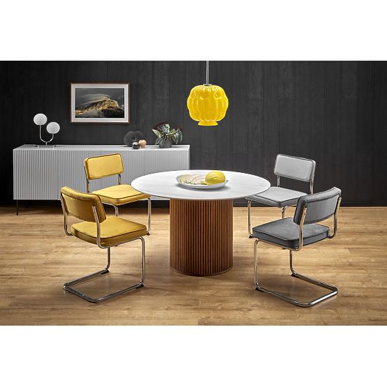 BRUNO Round Table, White Marble / Walnut (2p=1pc)