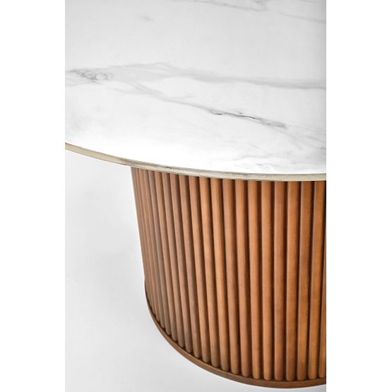 BRUNO Round Table, White Marble / Walnut (2p=1pc)
