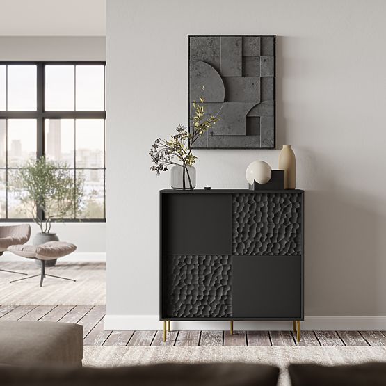 BULLET KM-2 Black Sideboard, Legs: Gold