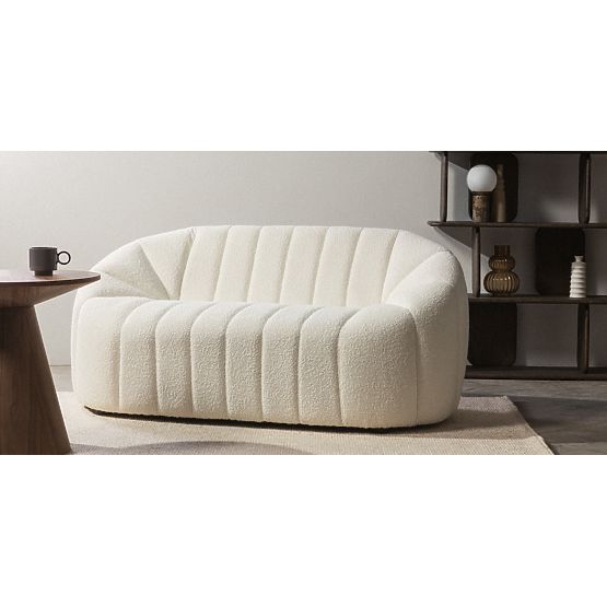 Caballo Living Room Sofa for 2 People, Light Beige, Rounded Shape