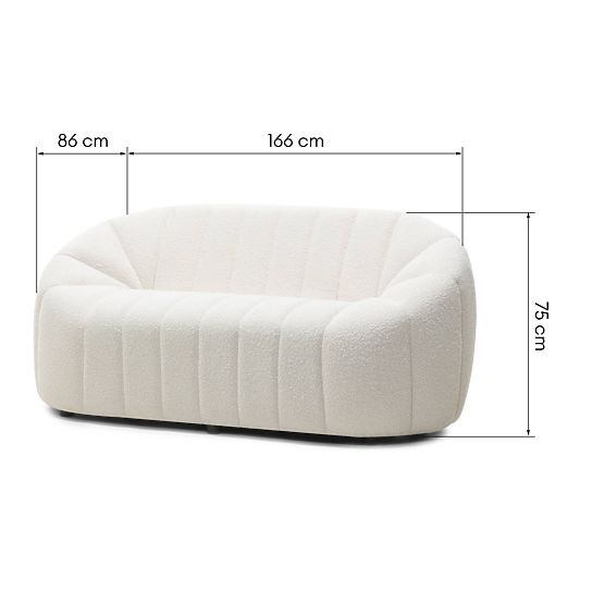 Caballo Living Room Sofa for 2 People, Light Beige, Rounded Shape