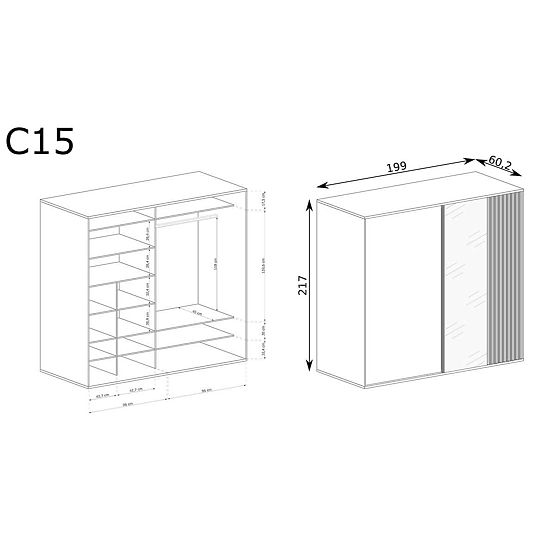 CALI Large Wardrobe with Slats C15 Artisan