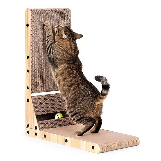 Cardboard Cat Scratcher Corner Bed with Toy Petsi