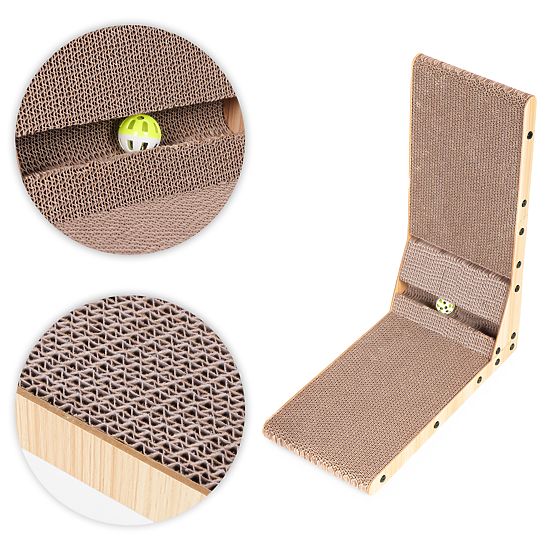 Cardboard Cat Scratcher Corner Bed with Toy Petsi