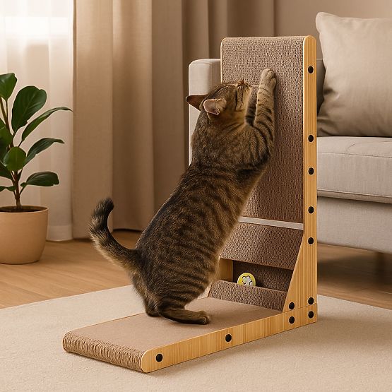 Cardboard Cat Scratcher Corner Bed with Toy Petsi