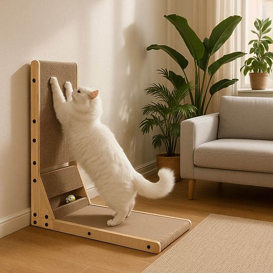 Cardboard Cat Scratcher Corner Bed with Toy Petsi