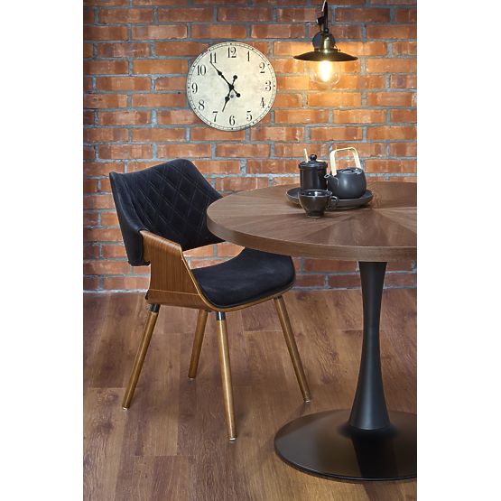 CARMELO round table, top - walnut, leg - black (3p=1pc)