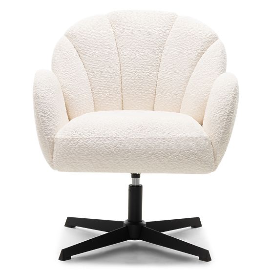 Casablanca Swivel Chair White, Boucle