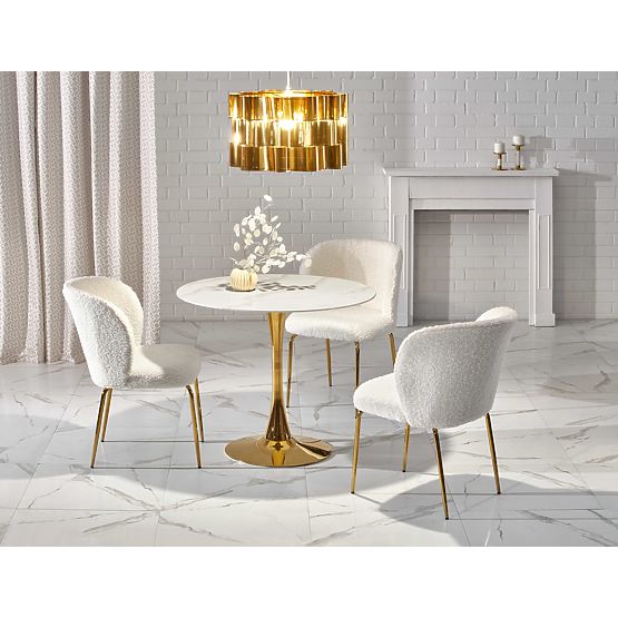 CASEMIRO Table Top - White Marble, Leg - Gold (2p=1pc)