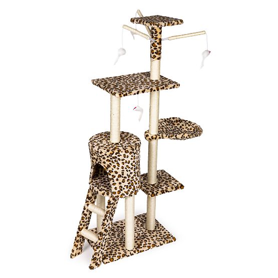 Cat Scratching Post House Tree Bed 138 cm XL Leopard Pattern
