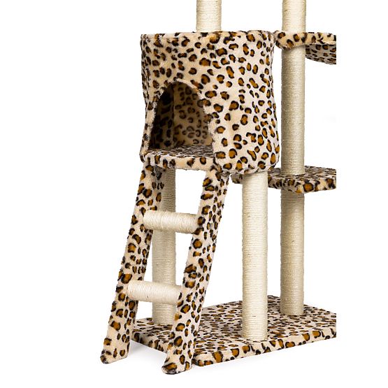 Cat Scratching Post House Tree Bed 138 cm XL Leopard Pattern