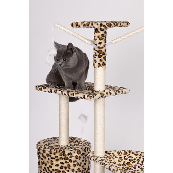 Cat Scratching Post House Tree Bed 138 cm XL Leopard Pattern