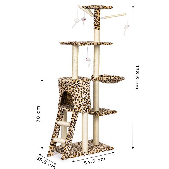 Cat Scratching Post House Tree Bed 138 cm XL Leopard Pattern